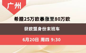希腊绿卡25万欧暴涨至80万欧  获欧盟身份末班车